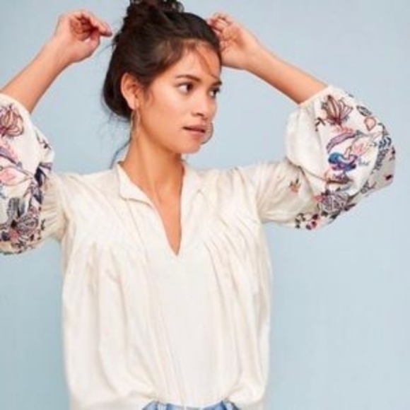 Let Me Be Lexy Embroidered Peasant Top XS/SM - Picture 4 of 8